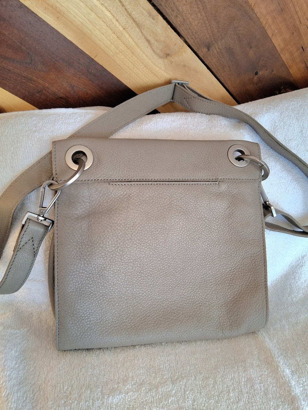 Hammitt Taupe Leather Crossbody with Silver Stud Accents - Picture 7 of 8